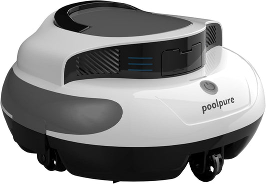 POOLPURE Poolroboter, 5000mah-Akku, 120min Leistungsstarke Reinigung, Kabelloser Poolsauger Akku, Automatisches Parken, LED-Anzeigen IPX8 Wasserdicht