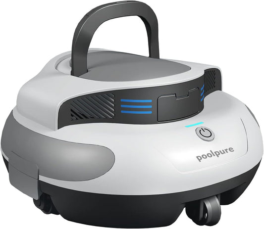 POOLPURE Poolsauger, 5000 mAh Akku, Double Motor, LED Indicators, self-Parking Function, IPX8 Waterproof, kabelloser Poolroboter für 90 m²