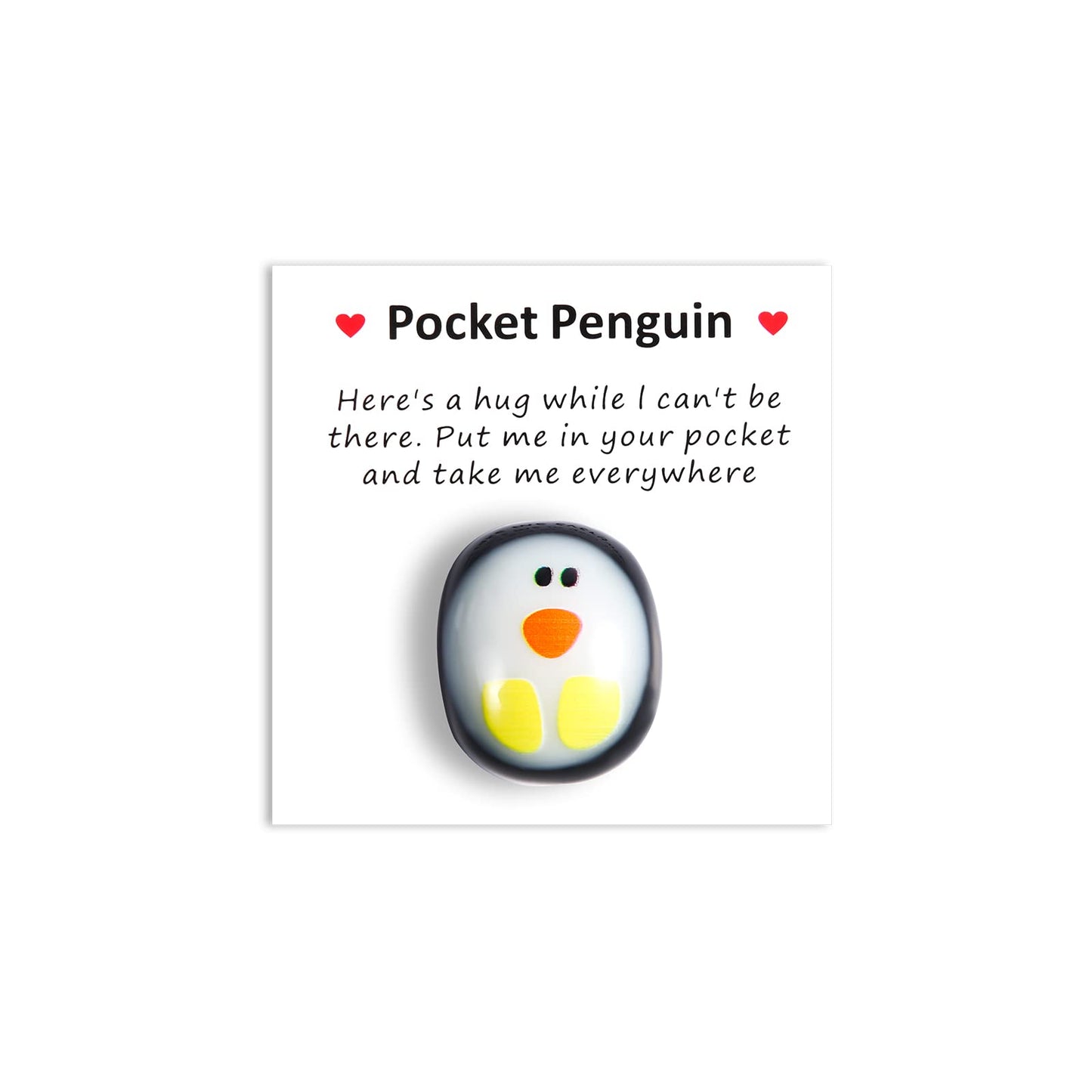 TOYMIS Pocket Penguin Hug, Niedlich Glas Eine Kleine Taschen Pinguin Umarmung mit Ermutigend Grußkarte Mini