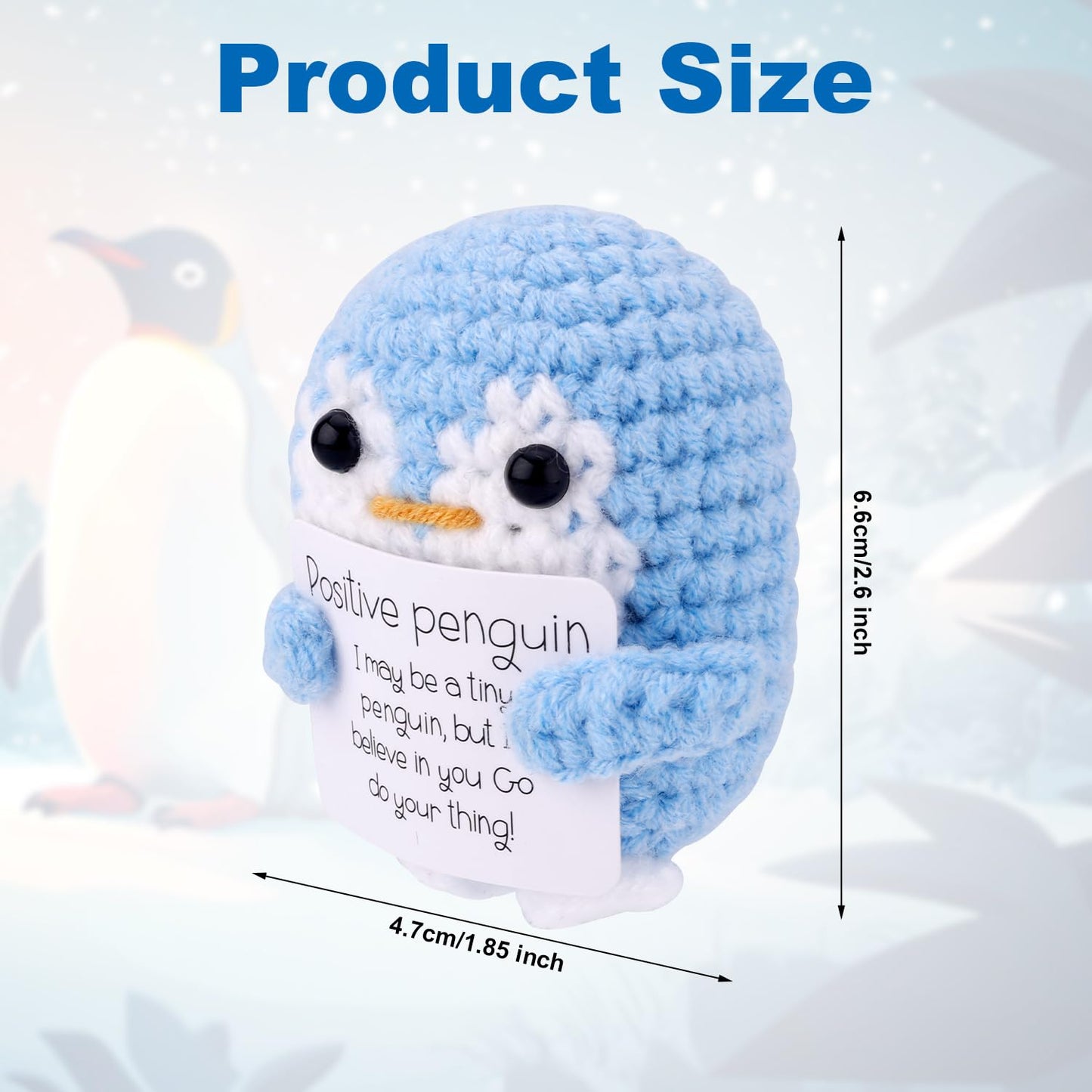 TOYMIS Positiver Gehäkelter Pinguin, Lustige Pinguinpuppe mit Positiver Karte Gestrickter Pinguin Unterstützendes Häkelspielzeug Geschenke