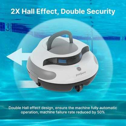 POOLPURE Poolsauger, 5000 mAh Akku, Double Motor, LED Indicators, self-Parking Function, IPX8 Waterproof, kabelloser Poolroboter für 90 m²