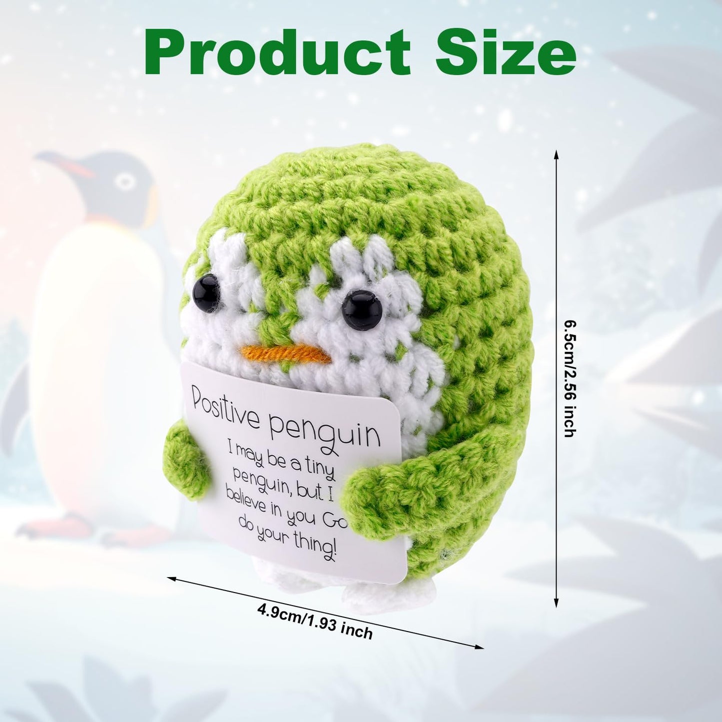 TOYMIS Positiver Gehäkelter Pinguin, Lustige Pinguinpuppe mit Positiver Karte Gestrickter Pinguin Unterstützendes Häkelspielzeug