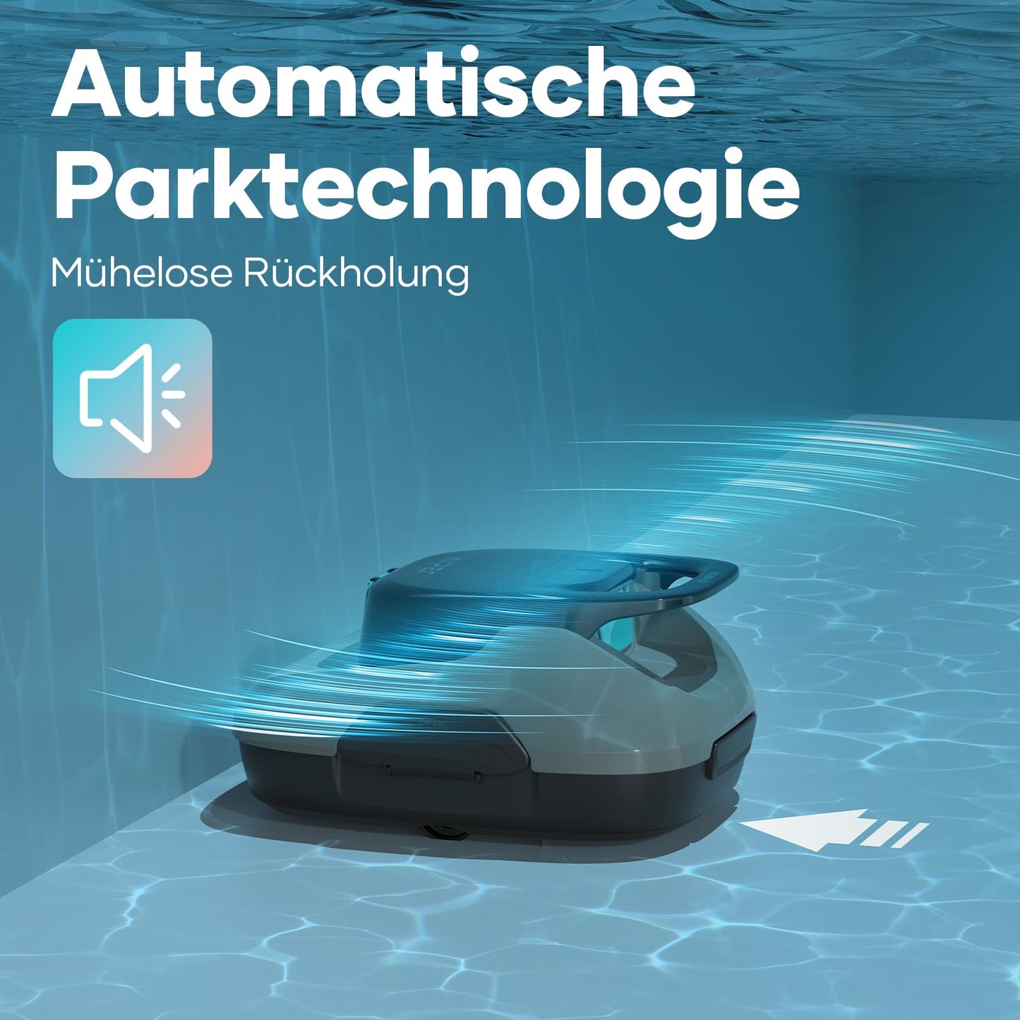 AIPER Poolroboter, Kabelloser Poolsauger Akku, 90 Minuten Reinigungszeit, Automatische Reinigung mit Selbsteinparkfunktion, Kompakter