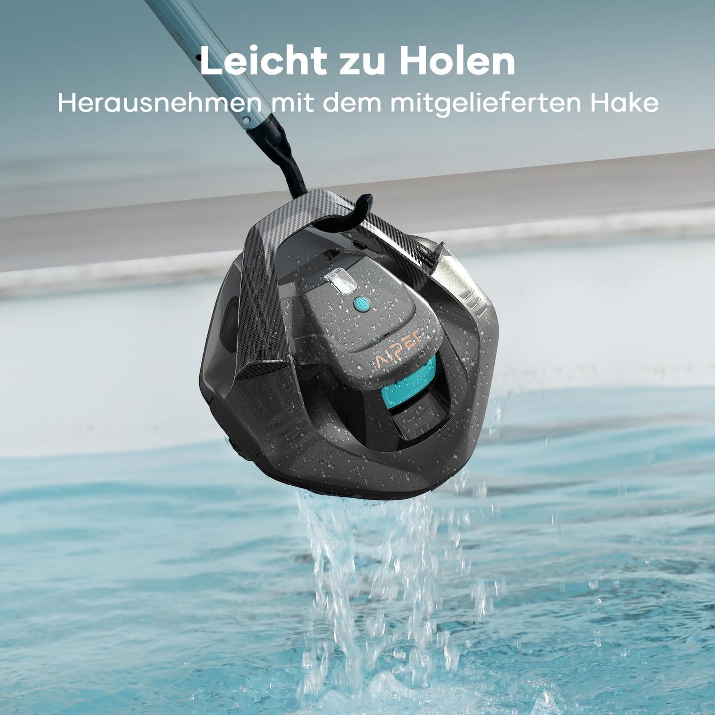 AIPER Poolroboter, Kabellos Poolsauger Akku, Bodensauger mit 90 Min Laufzeit, Automatisches Parken, Dual-Antriebsmotoren & LED-Anzeigen