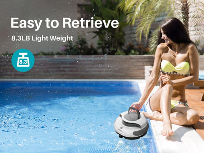 POOLPURE Poolroboter, 5000mah-Akku, 120min Leistungsstarke Reinigung, Kabelloser Poolsauger Akku, Automatisches Parken, LED-Anzeigen IPX8 Wasserdicht