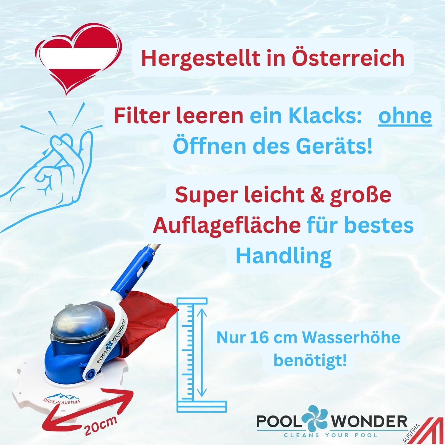 Poolwonder Marvelix Akku Poolsauger | Poolreiniger Made in Austria