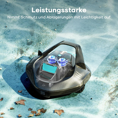 AIPER Poolroboter, Kabellos Poolsauger Akku, Bodensauger mit 90 Min Laufzeit, Automatisches Parken, Dual-Antriebsmotoren & LED-Anzeigen