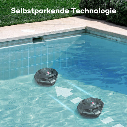 AIPER Poolroboter, Kabellos Poolsauger Akku, Bodensauger mit 90 Min Laufzeit, Automatisches Parken, Dual-Antriebsmotoren & LED-Anzeigen
