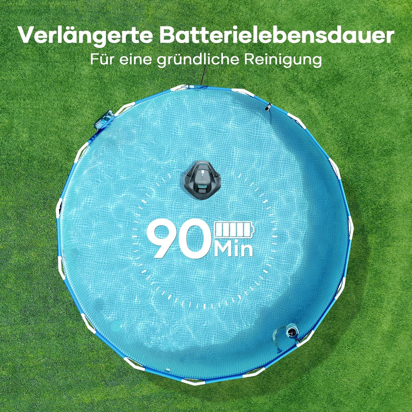 AIPER Poolroboter, Kabellos Poolsauger Akku, Bodensauger mit 90 Min Laufzeit, Automatisches Parken, Dual-Antriebsmotoren & LED-Anzeigen